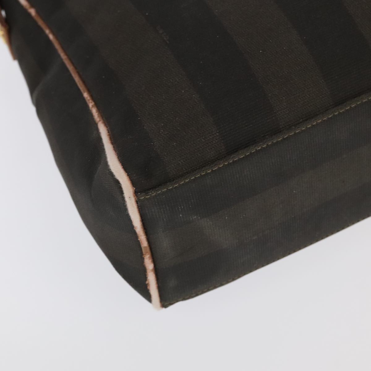 FENDI Pecan Canvas Boston Bag Brown Black Gold ti2145