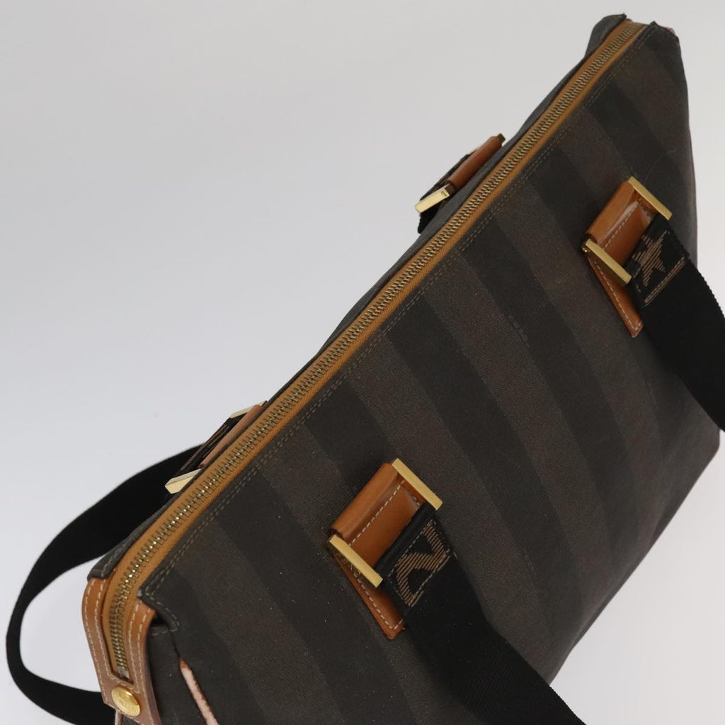 FENDI Pecan Canvas Boston Bag Brown Black Gold ti2145