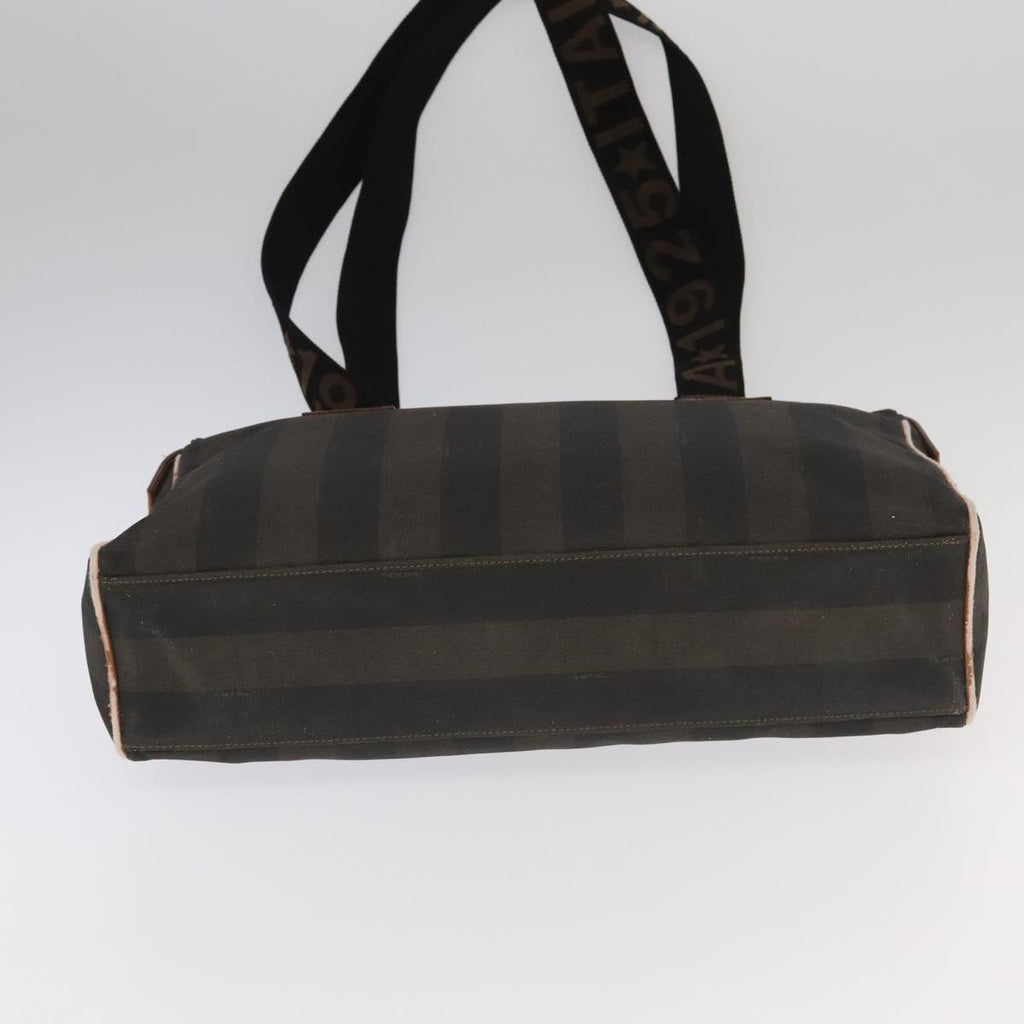 FENDI Pecan Canvas Boston Bag Brown Black Gold ti2145