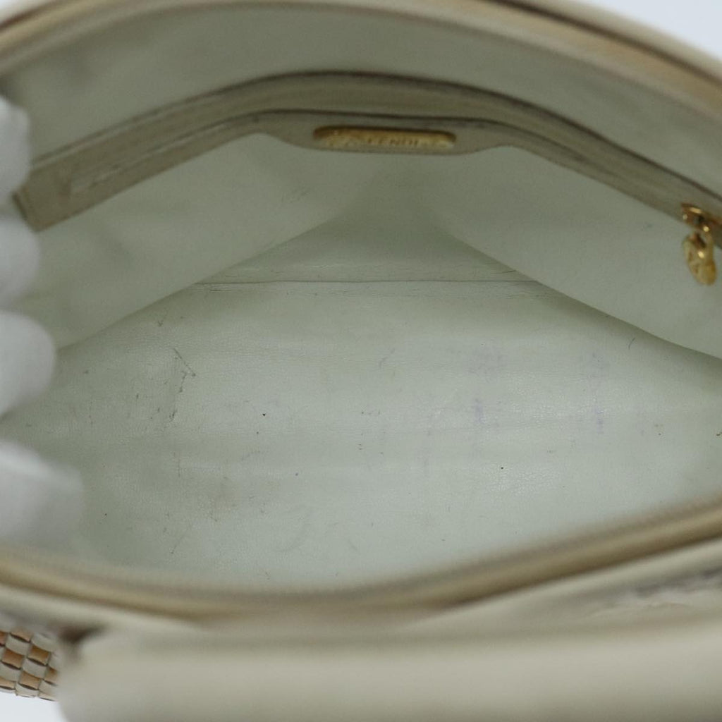 FENDI Hand Bag Leather White Brown ti2186