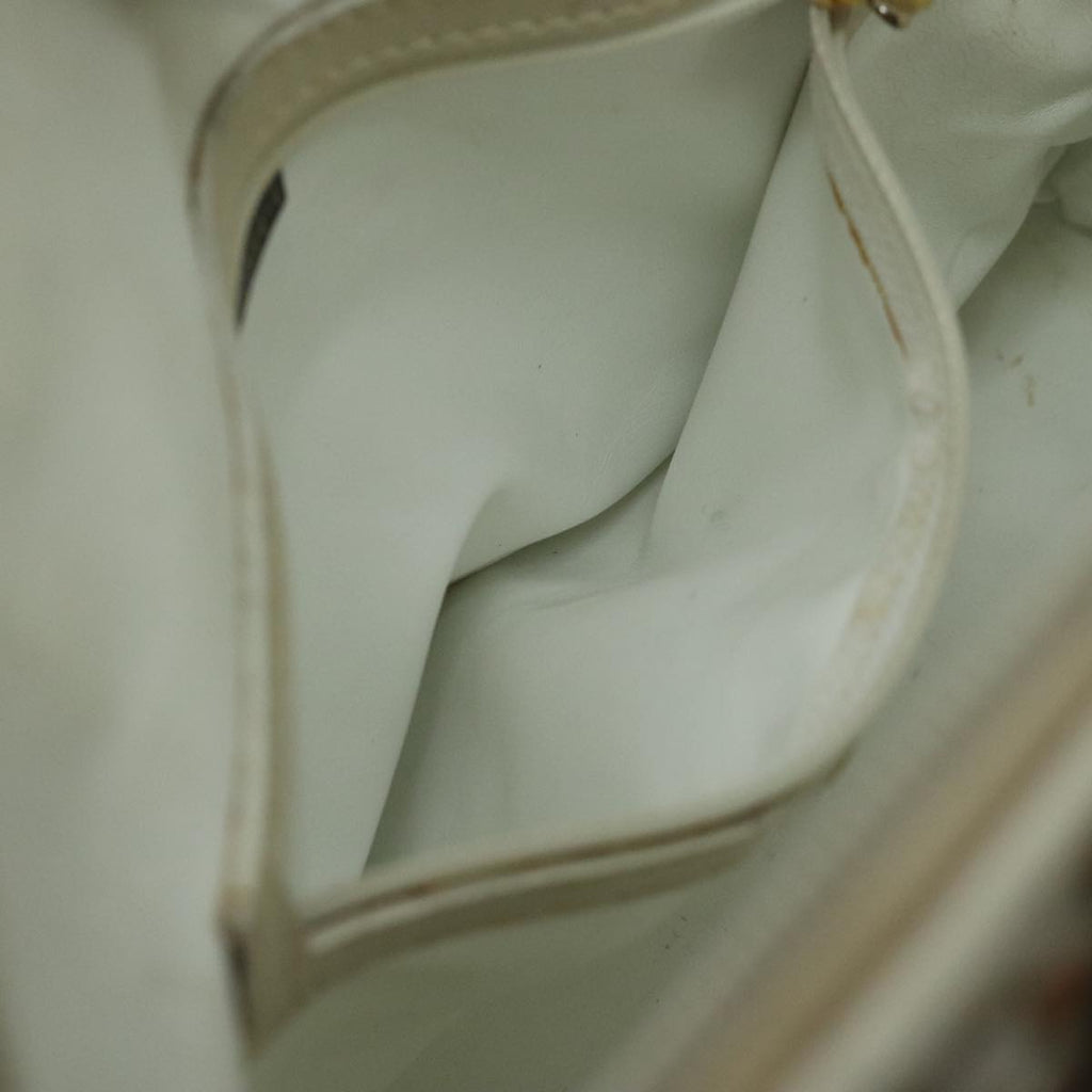 FENDI Hand Bag Leather White Brown ti2186