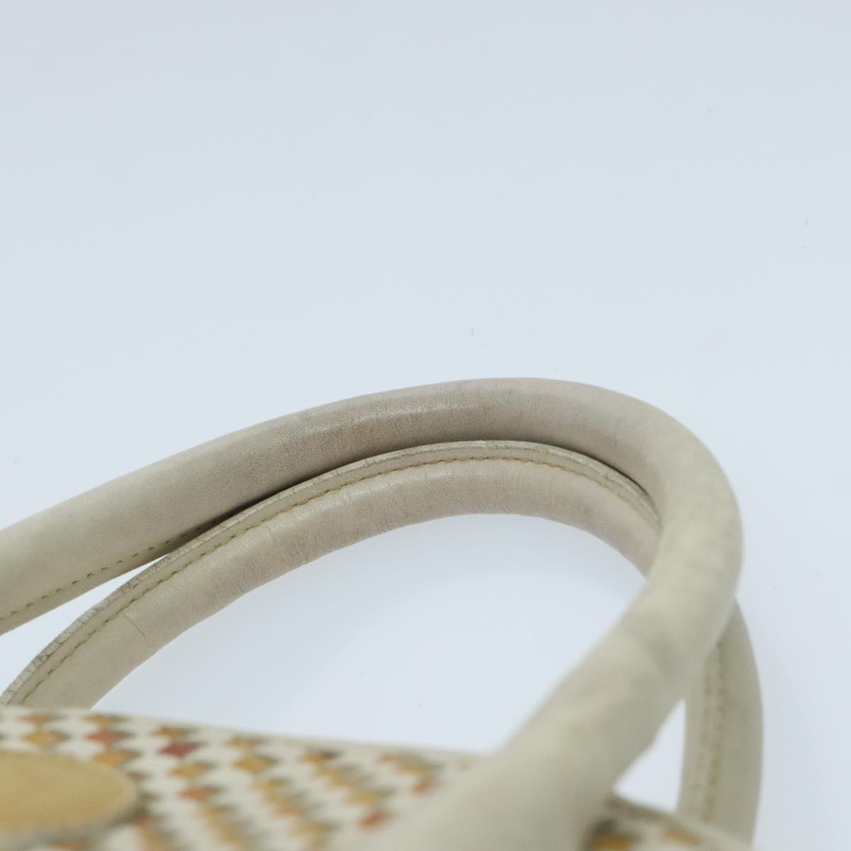 FENDI Hand Bag Leather White Brown ti2186