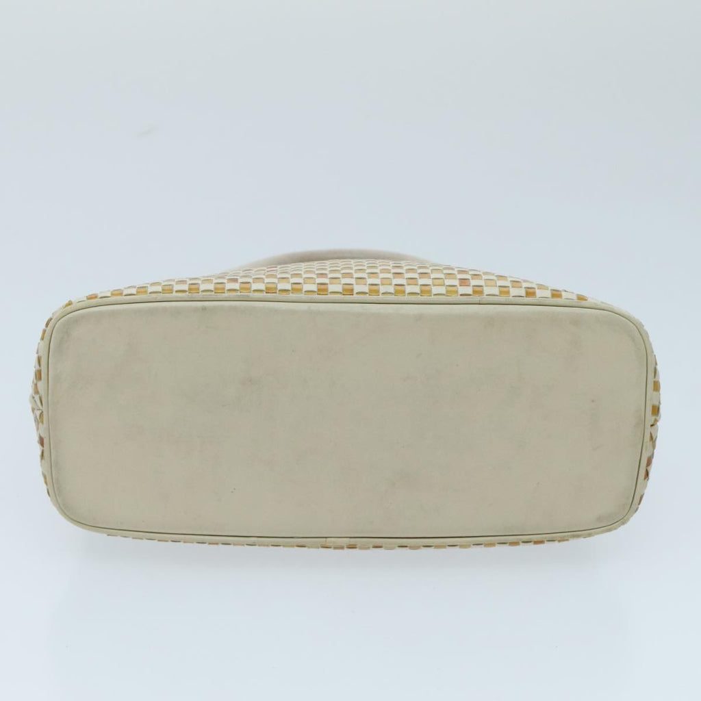 FENDI Hand Bag Leather White Brown ti2186