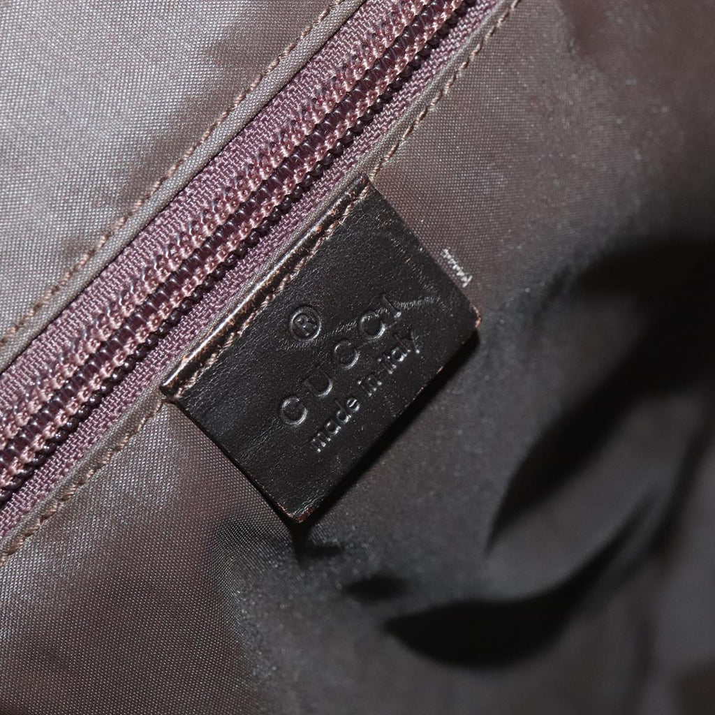 GUCCI Shoulder Bag Nylon Beige Dark Brown Silver 019.0340 ti2214