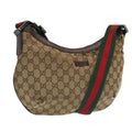 GUCCI GG Canvas Web Sherry Line Shoulder Bag Beige Silver 181092 ti2224