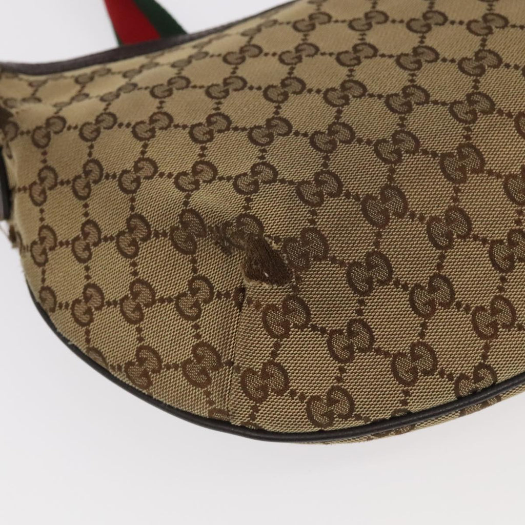 GUCCI GG Canvas Web Sherry Line Shoulder Bag Beige Silver 181092 ti2224