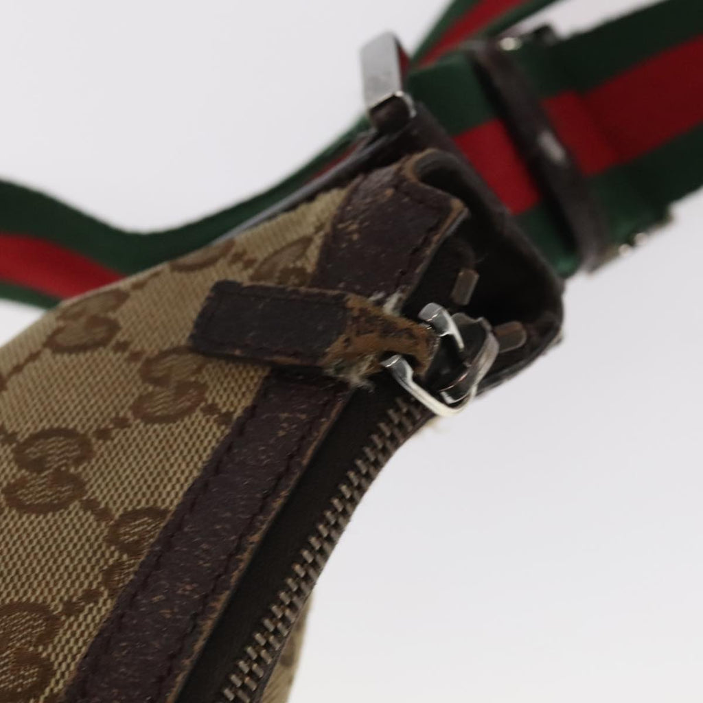 GUCCI GG Canvas Web Sherry Line Shoulder Bag Beige Silver 181092 ti2224
