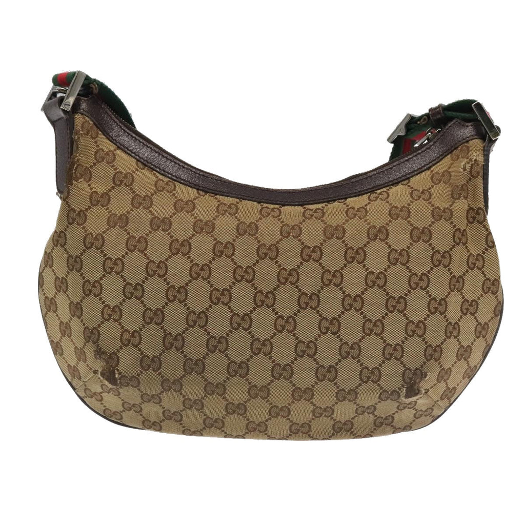 GUCCI GG Canvas Web Sherry Line Shoulder Bag Beige Silver 181092 ti2224