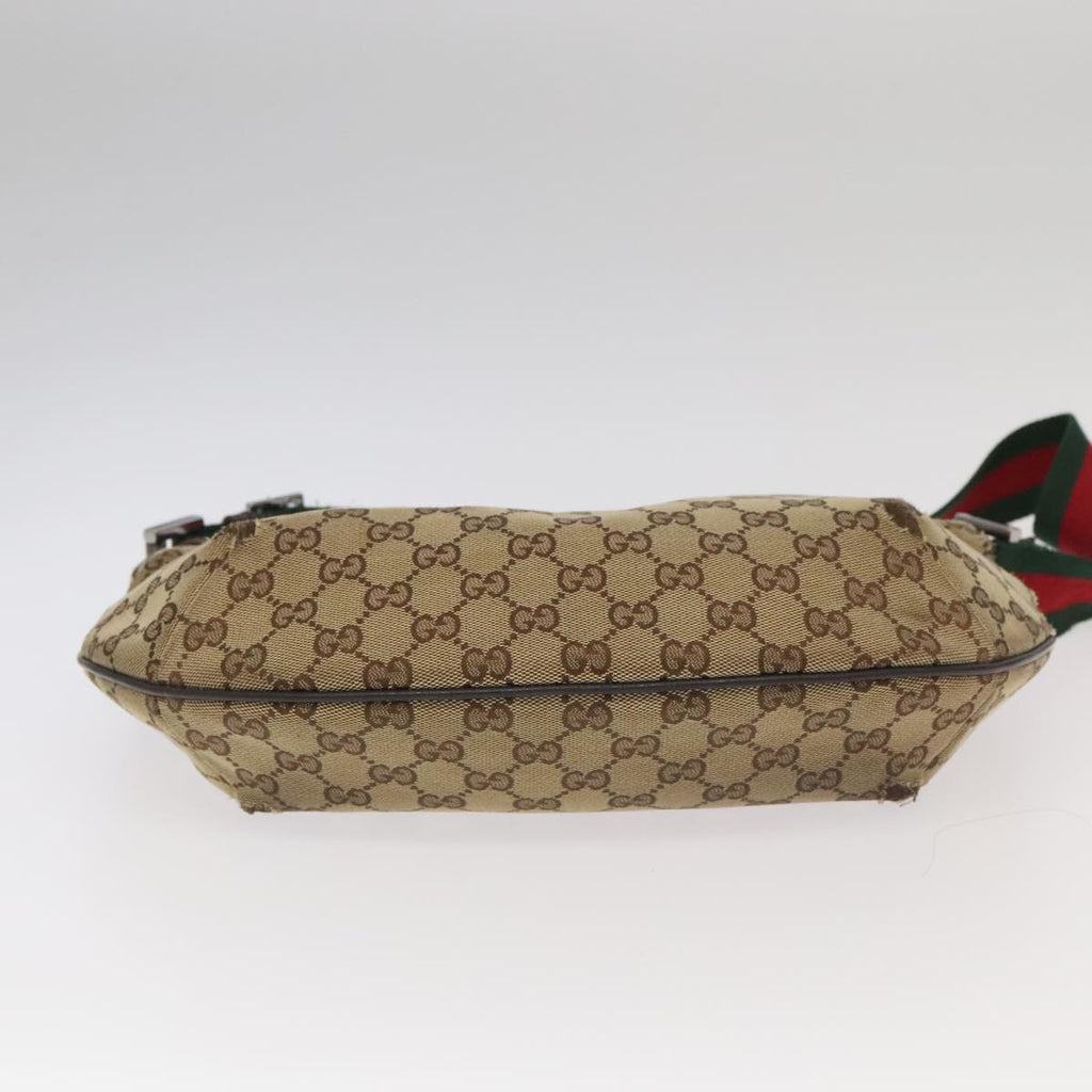 GUCCI GG Canvas Web Sherry Line Shoulder Bag Beige Silver 181092 ti2224
