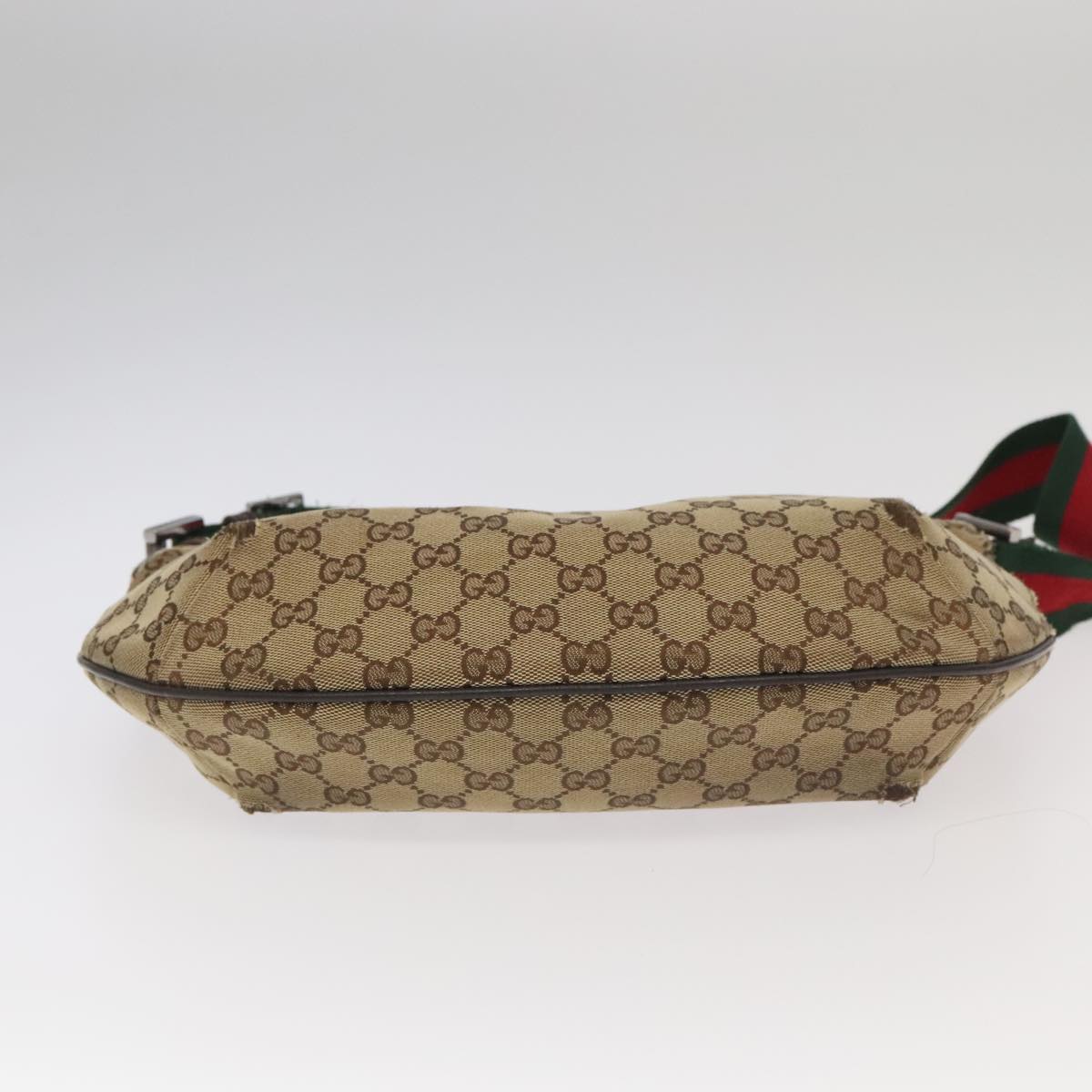 GUCCI GG Canvas Web Sherry Line Shoulder Bag Beige Silver 181092 ti2224