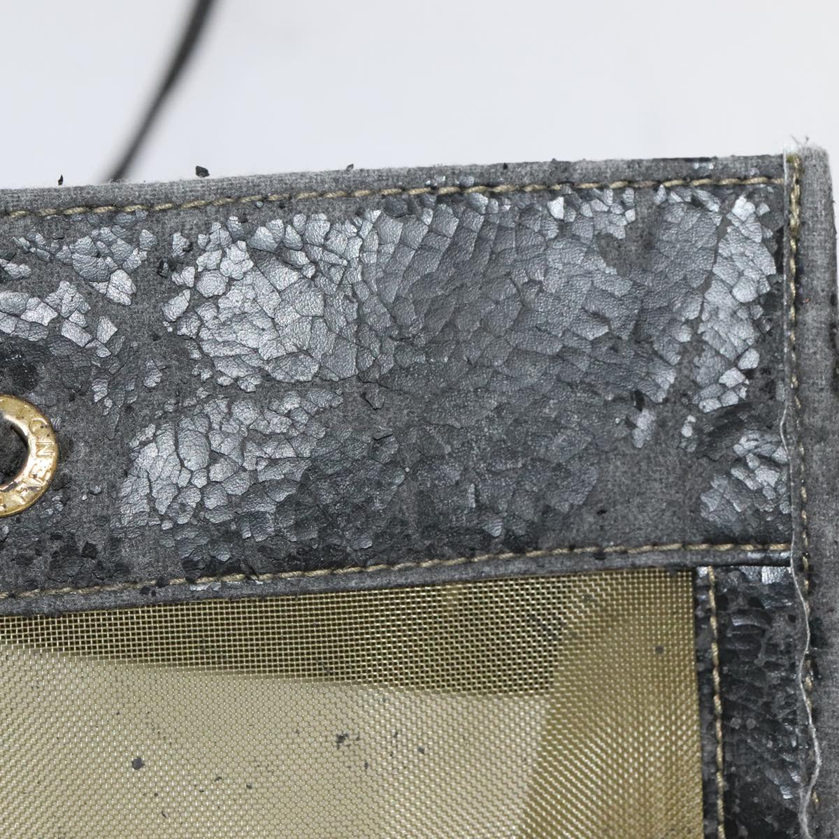 FENDI Tote Bag Nylon Leather Khaki Black Gold ti2229