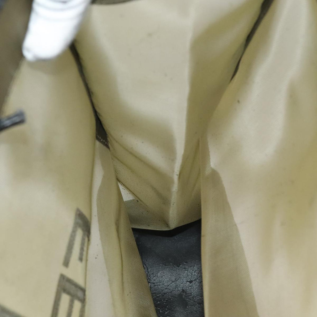 FENDI Tote Bag Nylon Leather Khaki Black Gold ti2229