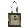 FENDI Tote Bag Nylon Leather Khaki Black Gold ti2229