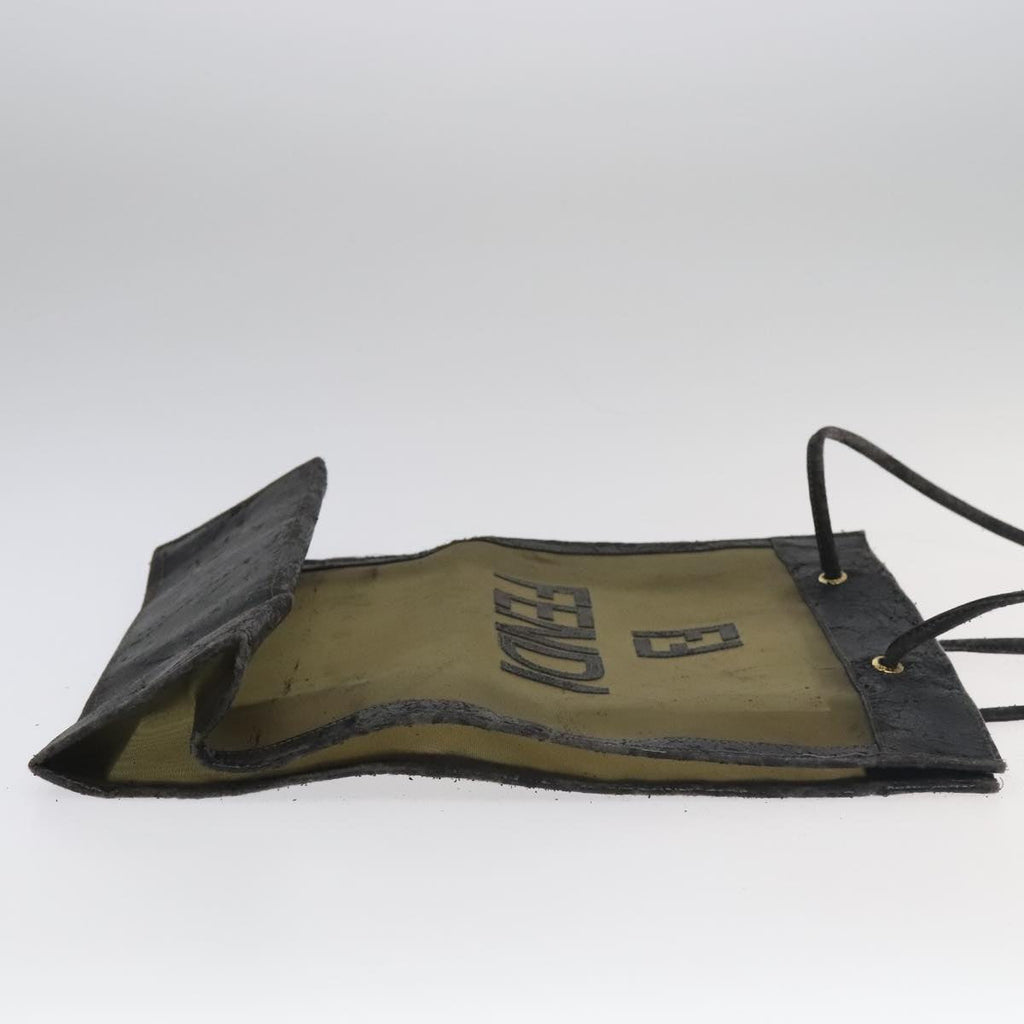 FENDI Tote Bag Nylon Leather Khaki Black Gold ti2229