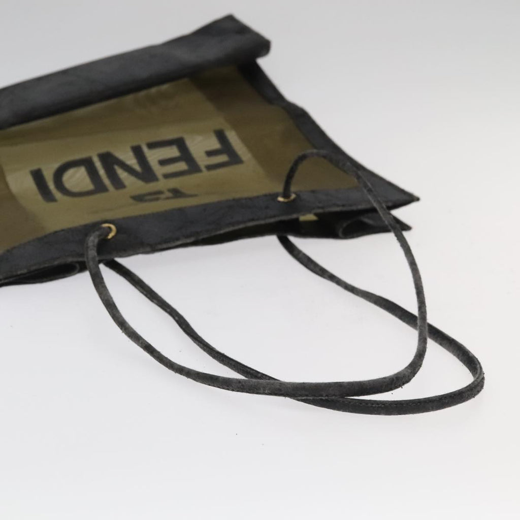 FENDI Tote Bag Nylon Leather Khaki Black Gold ti2229
