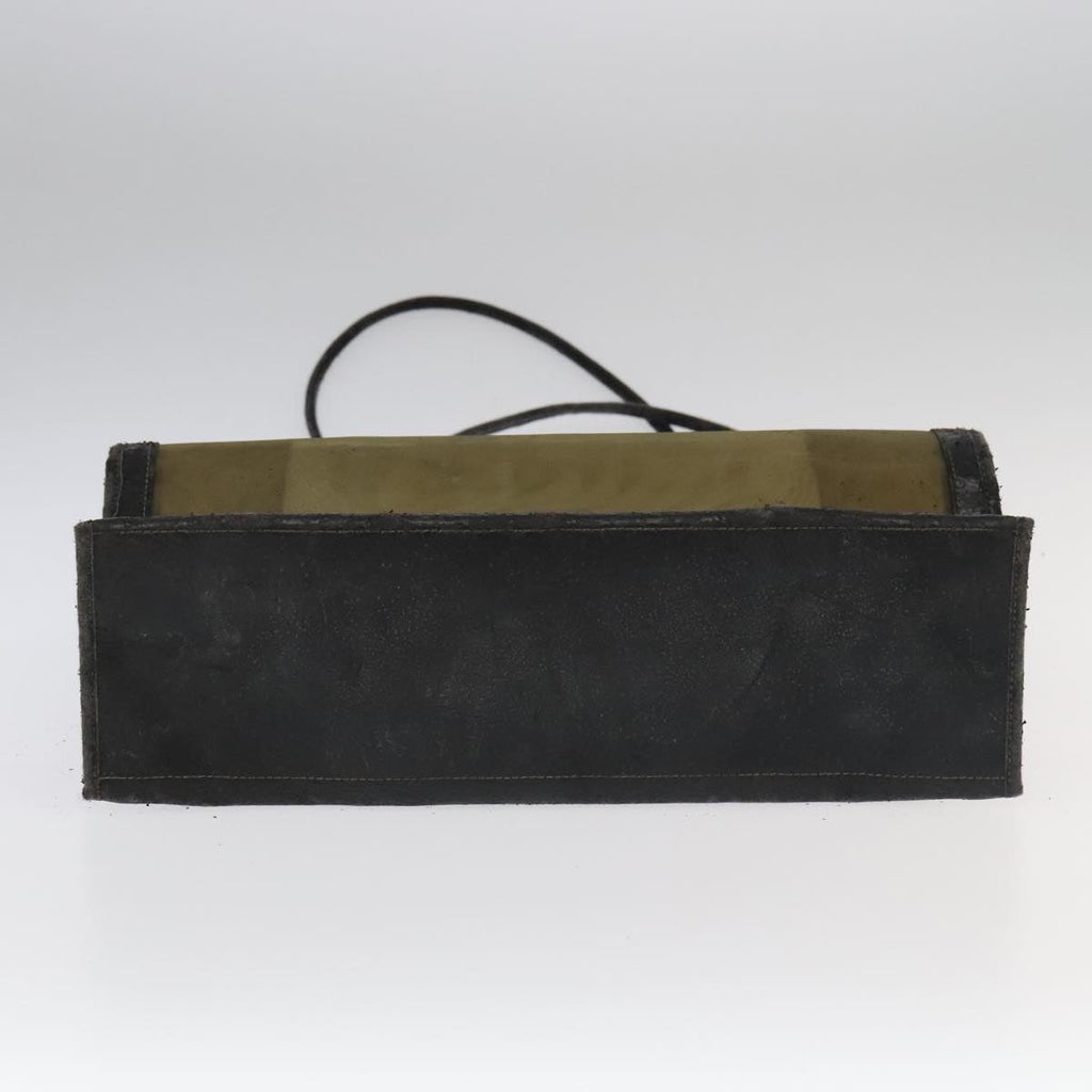 FENDI Tote Bag Nylon Leather Khaki Black Gold ti2229