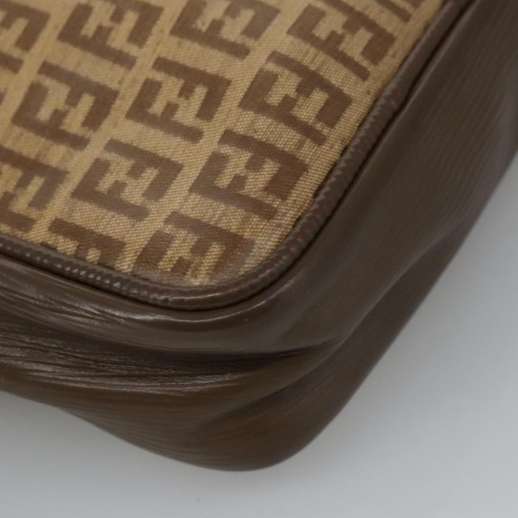 FENDI Zucchino Canvas Shoulder Bag Coated Canvas Brown ti2297