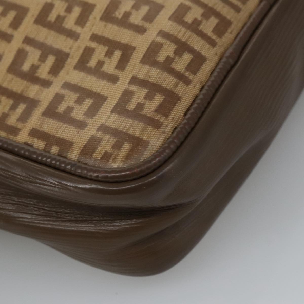 FENDI Zucchino Canvas Shoulder Bag Coated Canvas Brown ti2297