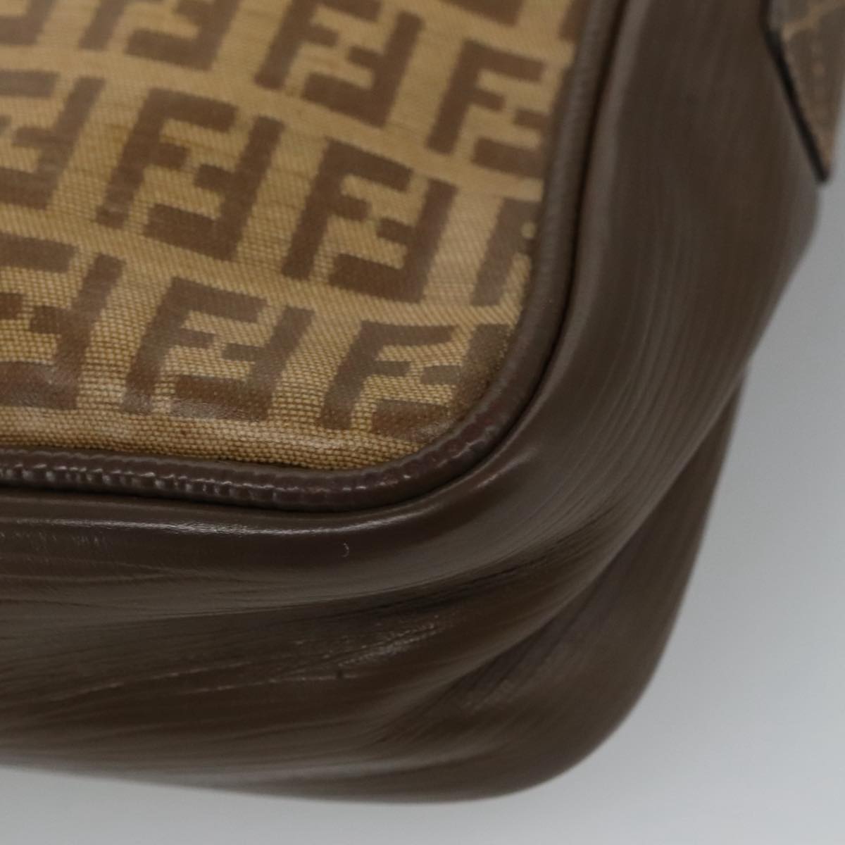 FENDI Zucchino Canvas Shoulder Bag Coated Canvas Brown ti2297