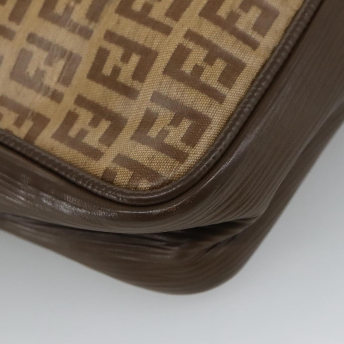 FENDI Zucchino Canvas Shoulder Bag Coated Canvas Brown ti2297