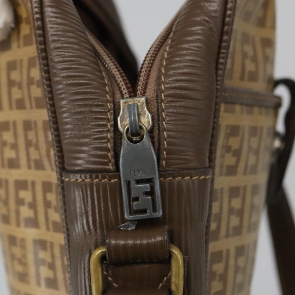 FENDI Zucchino Canvas Shoulder Bag Coated Canvas Brown ti2297