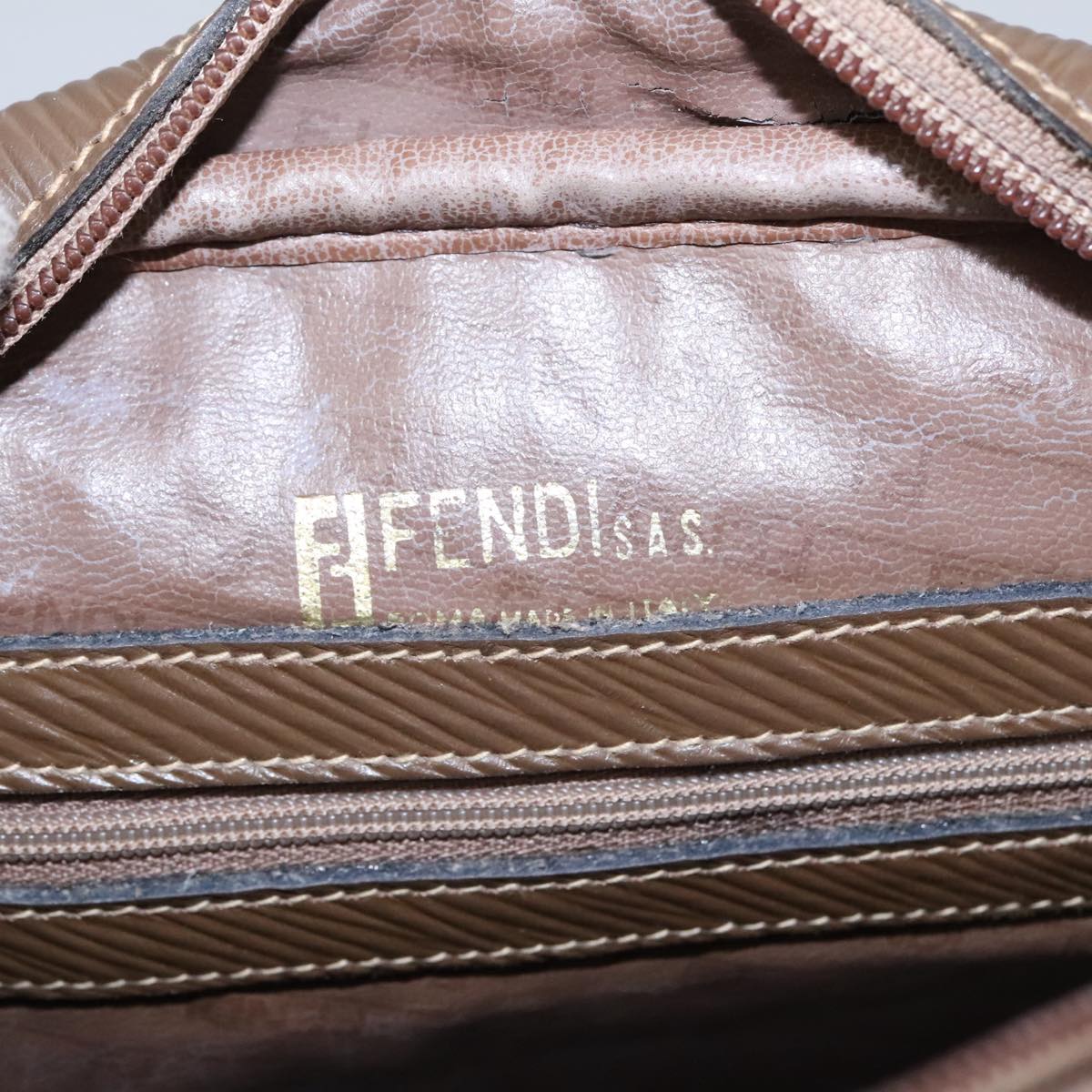 FENDI Zucchino Canvas Shoulder Bag Coated Canvas Brown ti2297