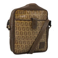 FENDI Zucchino Canvas Shoulder Bag Coated Canvas Brown ti2297