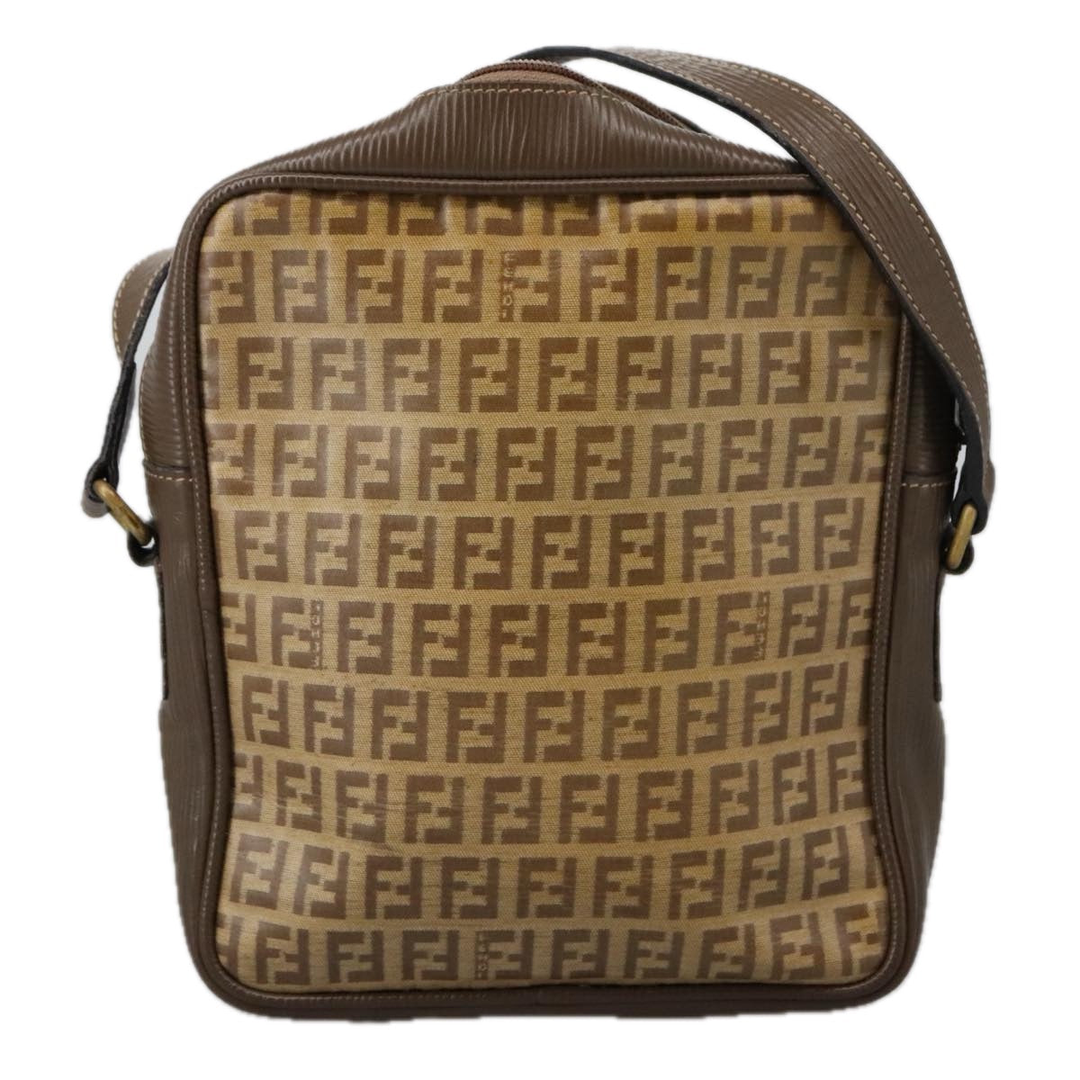 FENDI Zucchino Canvas Shoulder Bag Coated Canvas Brown ti2297