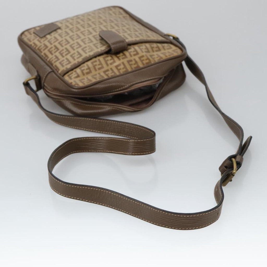 FENDI Zucchino Canvas Shoulder Bag Coated Canvas Brown ti2297