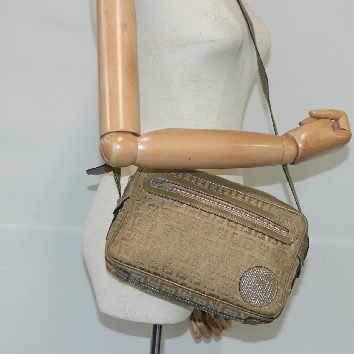 FENDI Zucchino Canvas Shoulder Bag Canvas Brown ti2303