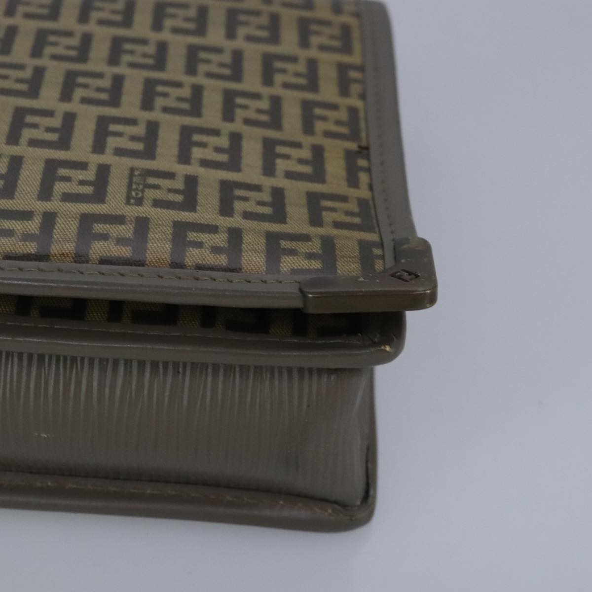 FENDI Zucchino Canvas Clutch Bag Coated Canvas Brown ti2310