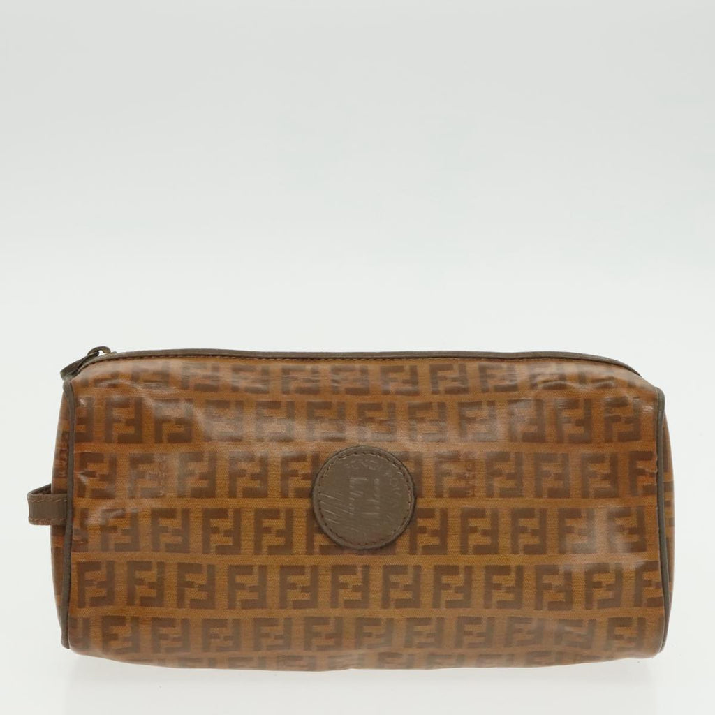 FENDI Zucchino Canvas Clutch Bag Coated Canvas 2Set Brown ti2312