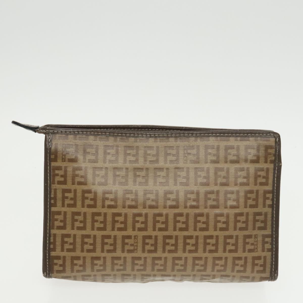 FENDI Zucchino Canvas Clutch Bag Coated Canvas 2Set Brown ti2312