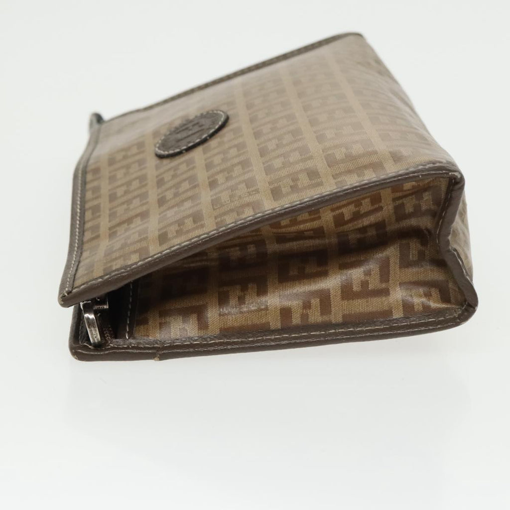 FENDI Zucchino Canvas Clutch Bag Coated Canvas 2Set Brown ti2312