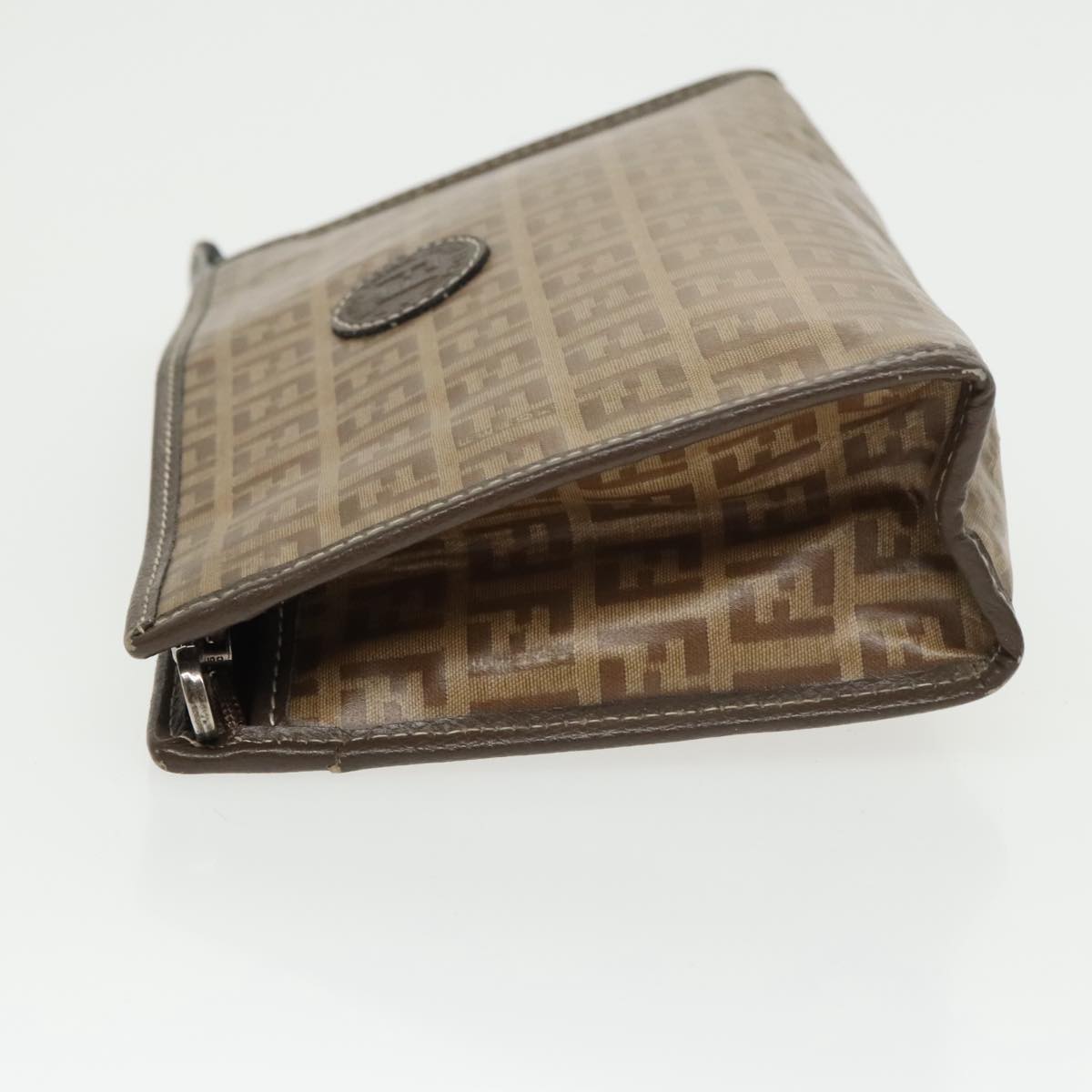 FENDI Zucchino Canvas Clutch Bag Coated Canvas 2Set Brown ti2312