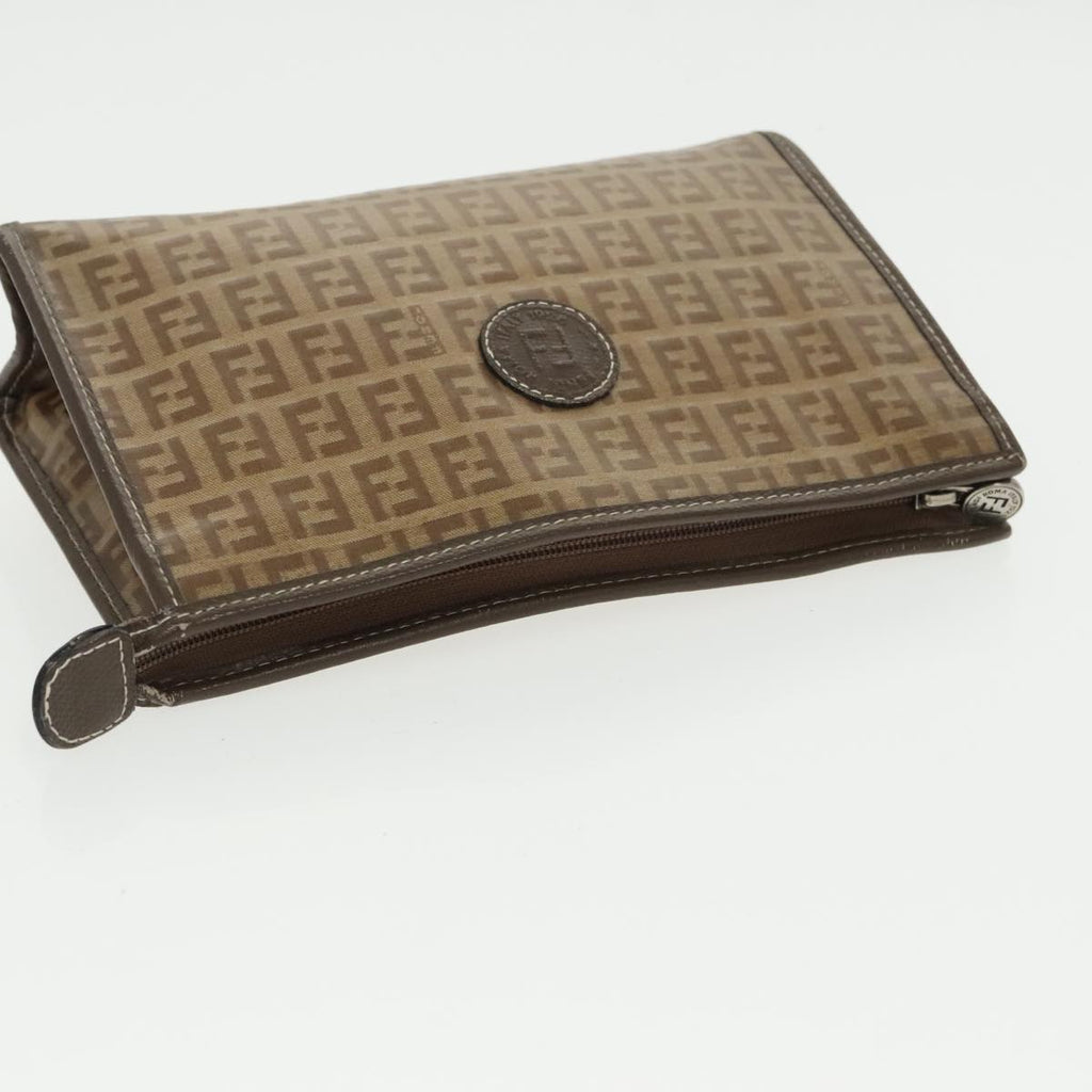 FENDI Zucchino Canvas Clutch Bag Coated Canvas 2Set Brown ti2312