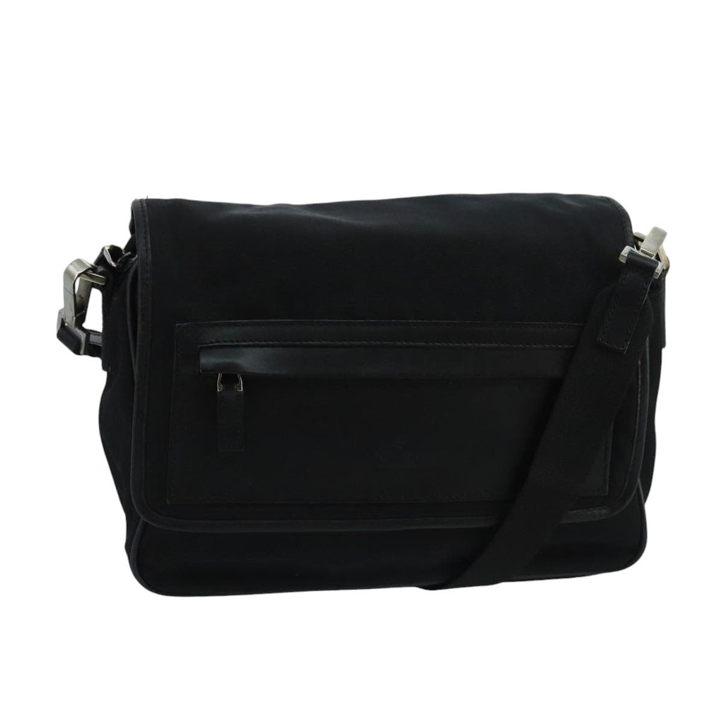 GUCCI Shoulder Bag Nylon Leather Black Silver 019 0375 ti2315