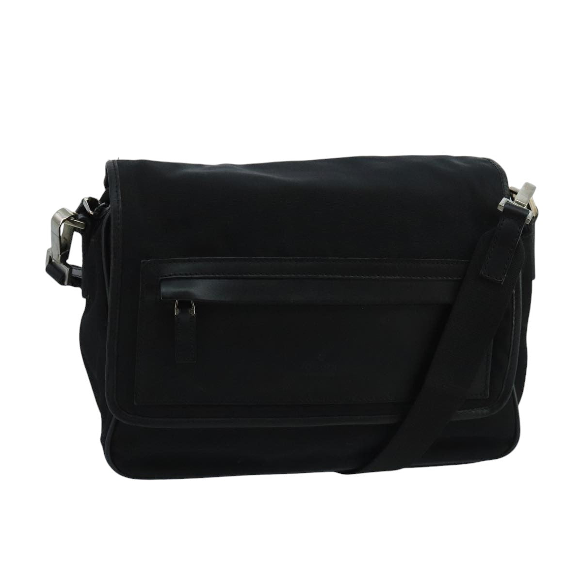 GUCCI Shoulder Bag Nylon Leather Black Silver 019 0375 ti2315