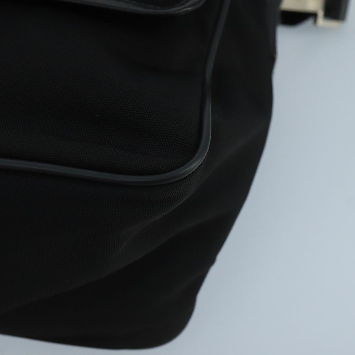 GUCCI Shoulder Bag Nylon Leather Black Silver 019 0375 ti2315