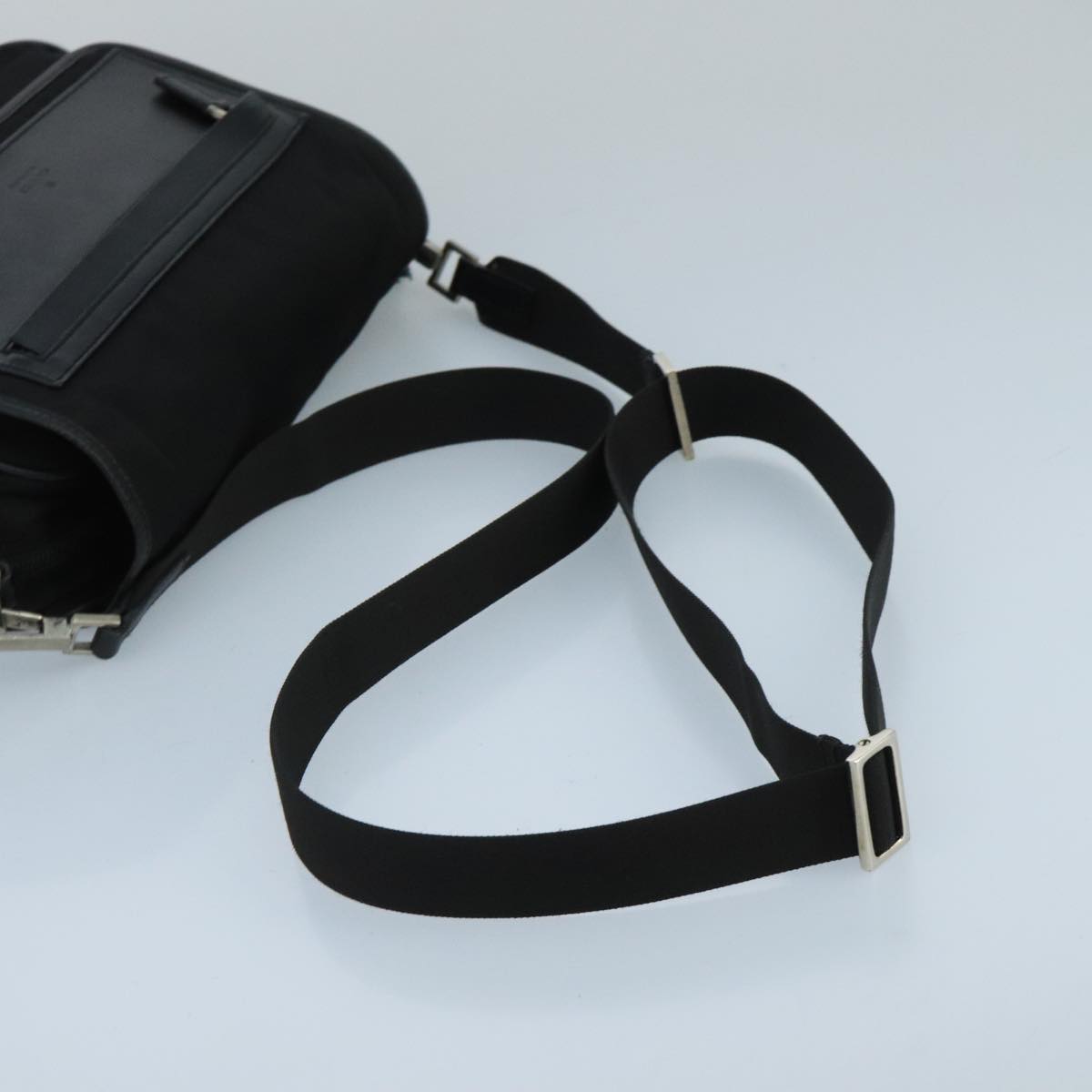 GUCCI Shoulder Bag Nylon Leather Black Silver 019 0375 ti2315