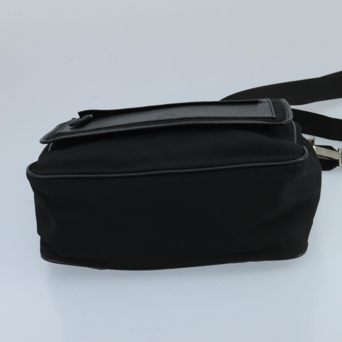 GUCCI Shoulder Bag Nylon Leather Black Silver 019 0375 ti2315