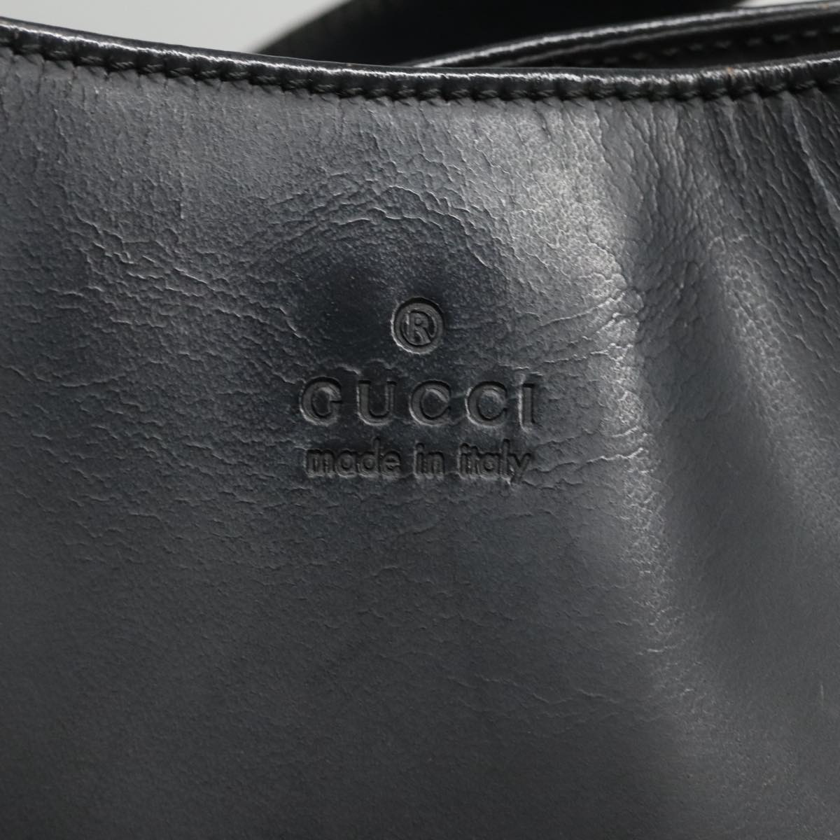 GUCCI Shoulder Bag Leather Black Silver 001 3298 ti2316