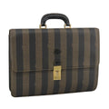 FENDI Pecan Canvas Business Bag PVC Leather Brown Black Gold ti2321