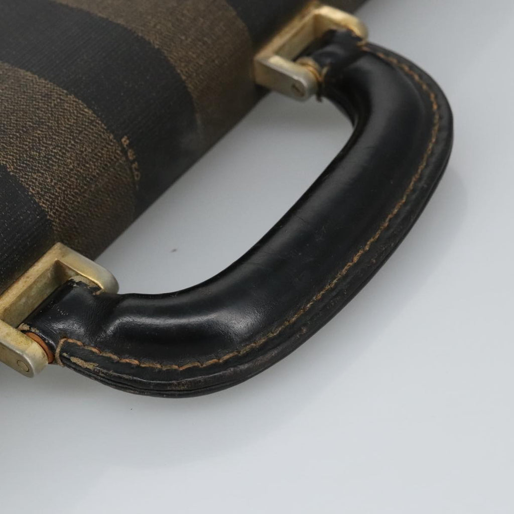 FENDI Pecan Canvas Business Bag PVC Leather Brown Black Gold ti2321