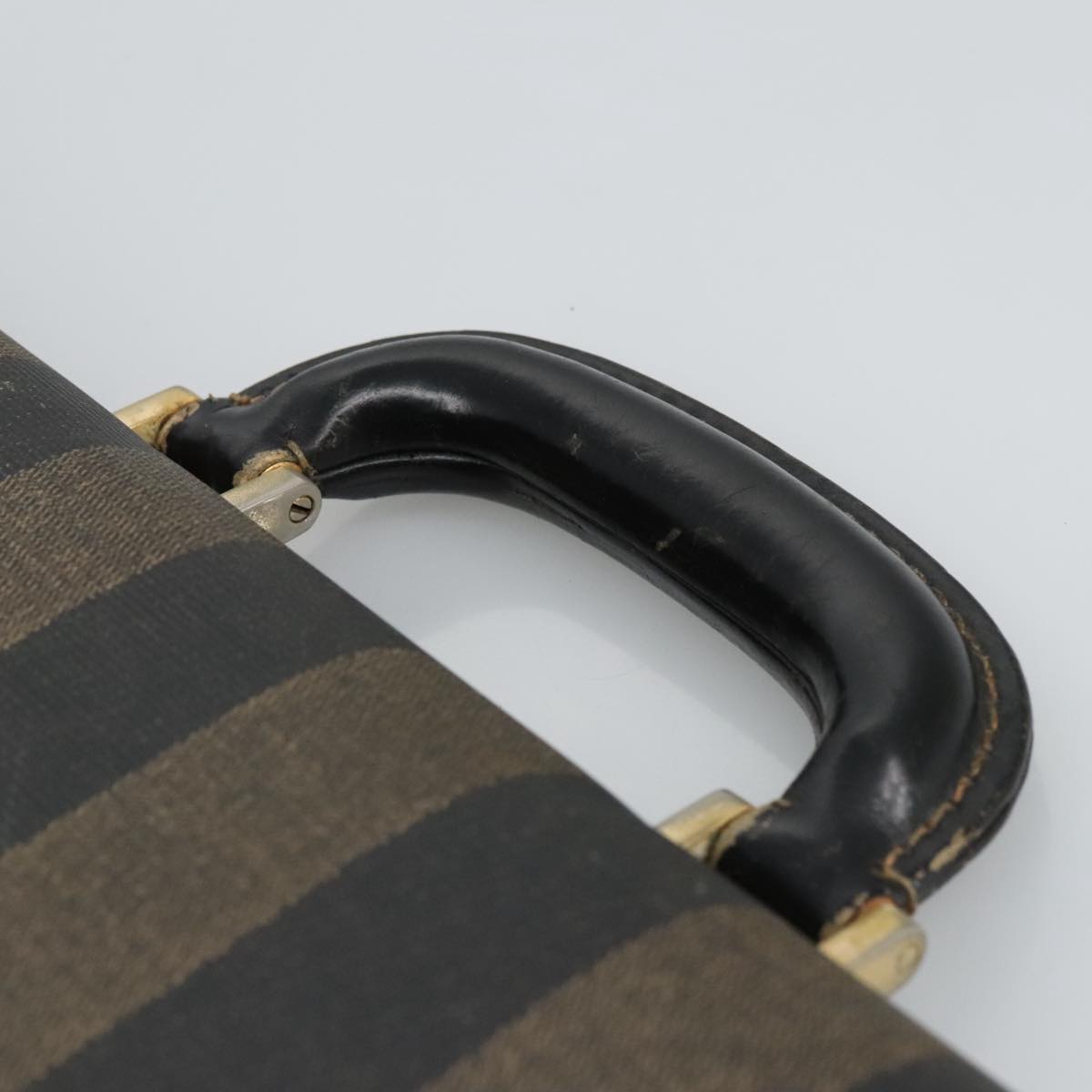 FENDI Pecan Canvas Business Bag PVC Leather Brown Black Gold ti2321