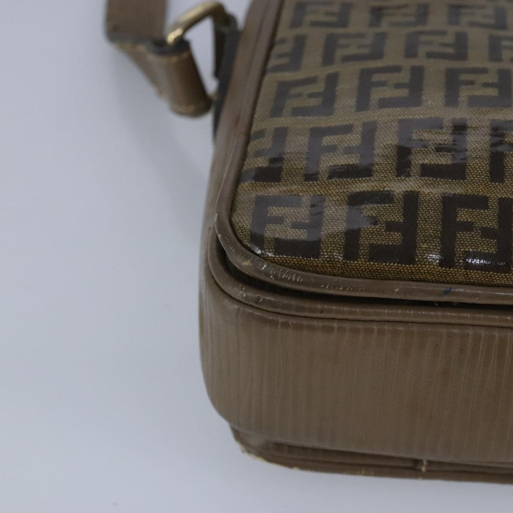 FENDI Zucchino Canvas Shoulder Bag Coated Canvas Brown ti2323
