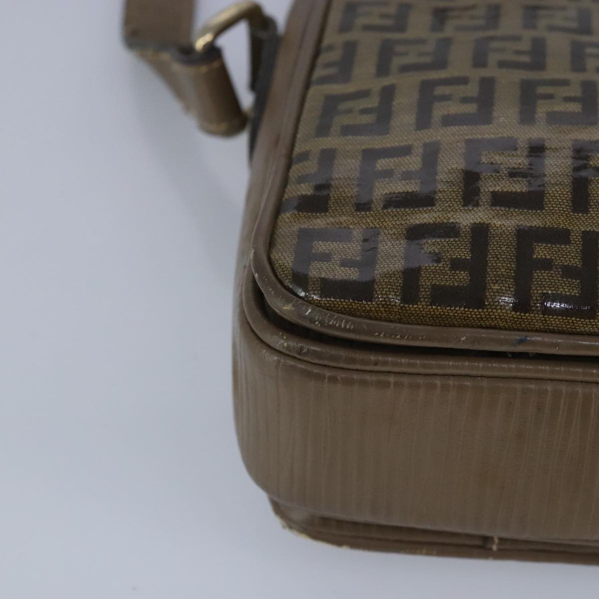 FENDI Zucchino Canvas Shoulder Bag Coated Canvas Brown ti2323