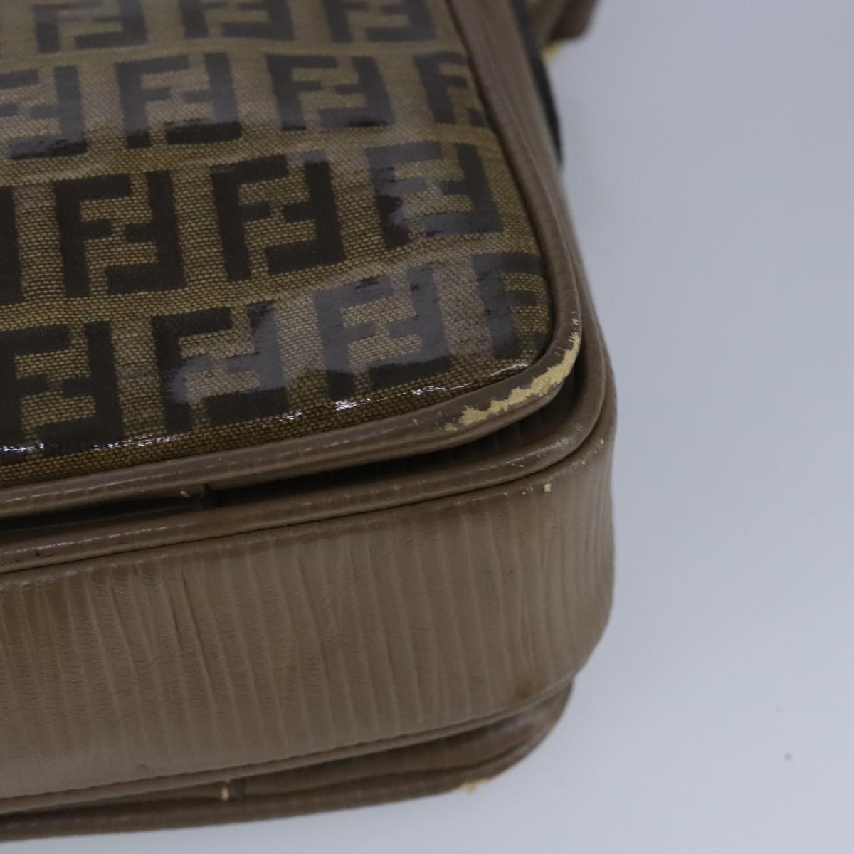 FENDI Zucchino Canvas Shoulder Bag Coated Canvas Brown ti2323