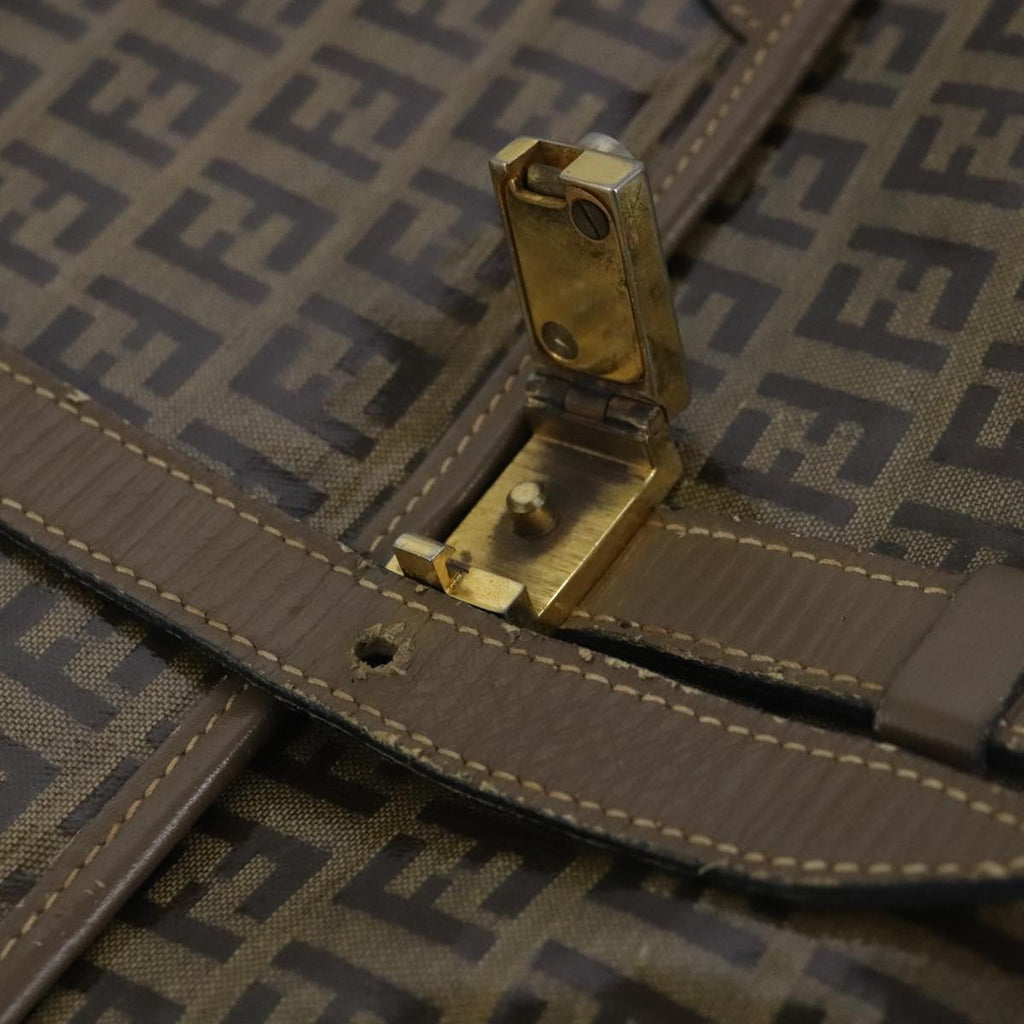 FENDI Zucchino Canvas Shoulder Bag Coated Canvas Brown ti2323