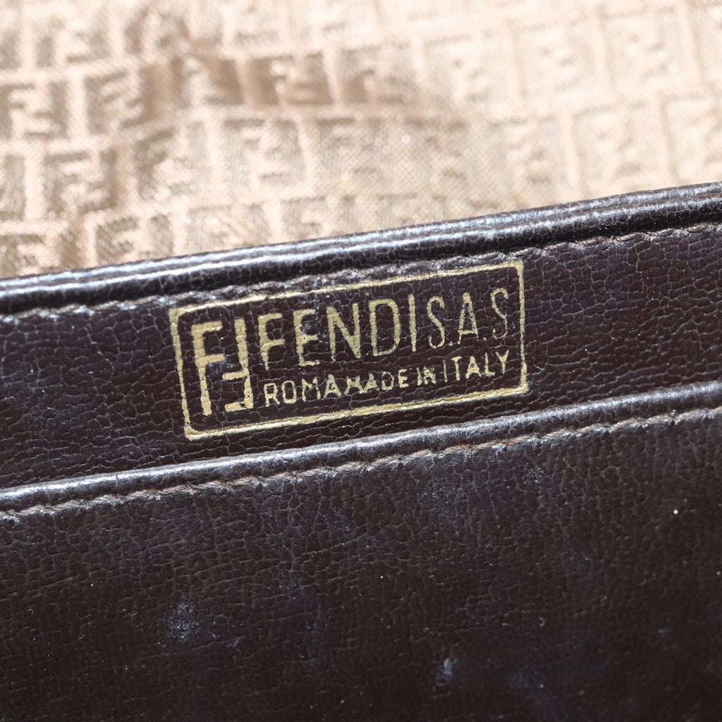 FENDI Zucchino Canvas Shoulder Bag Coated Canvas Brown ti2323
